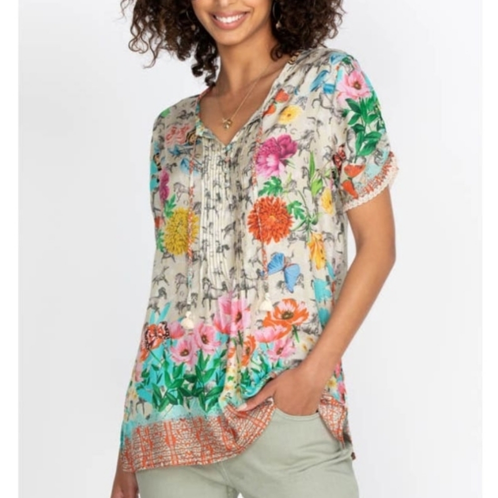 Johnny Was Lace Garden Mai Silk Tunic S - Picture 2 of 16